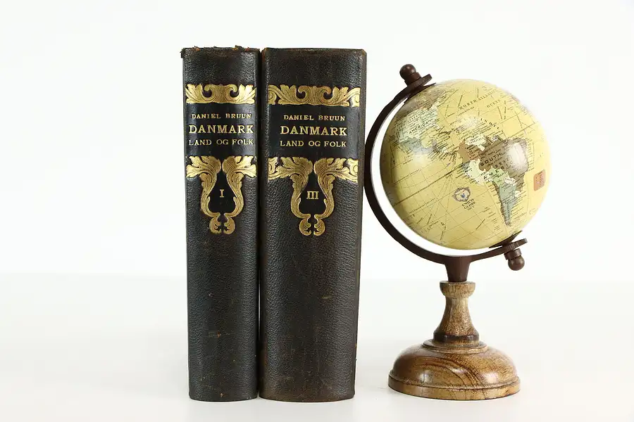 Main image of Gold Tooled Leather Set of 2 Volumes Danish Land & Folk Books