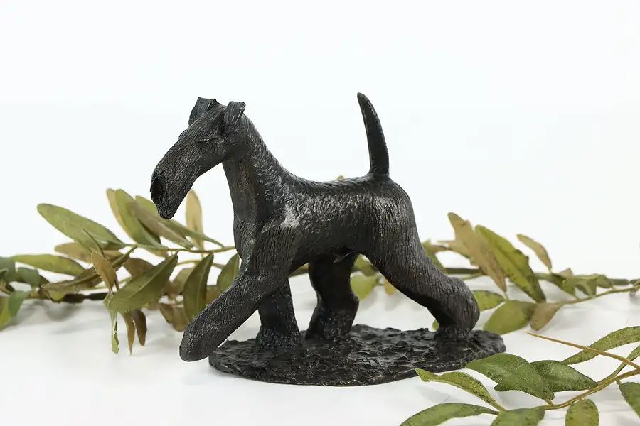 Main image of Bronze Vintage Sculpture of Terrier Dog, Signed Park