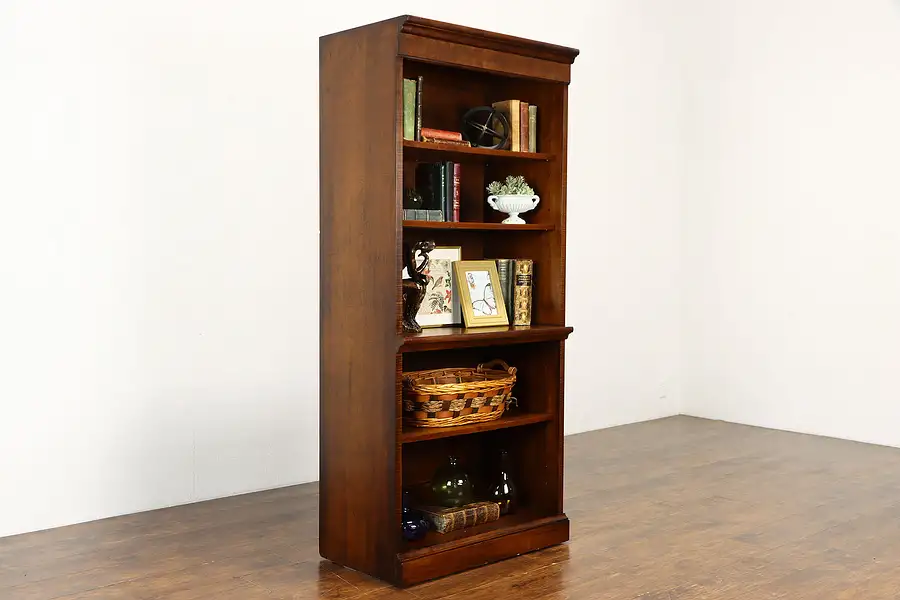 Main image of Walnut Vintage Office or Library Bookcase, Adjustable Shelves, Romweber