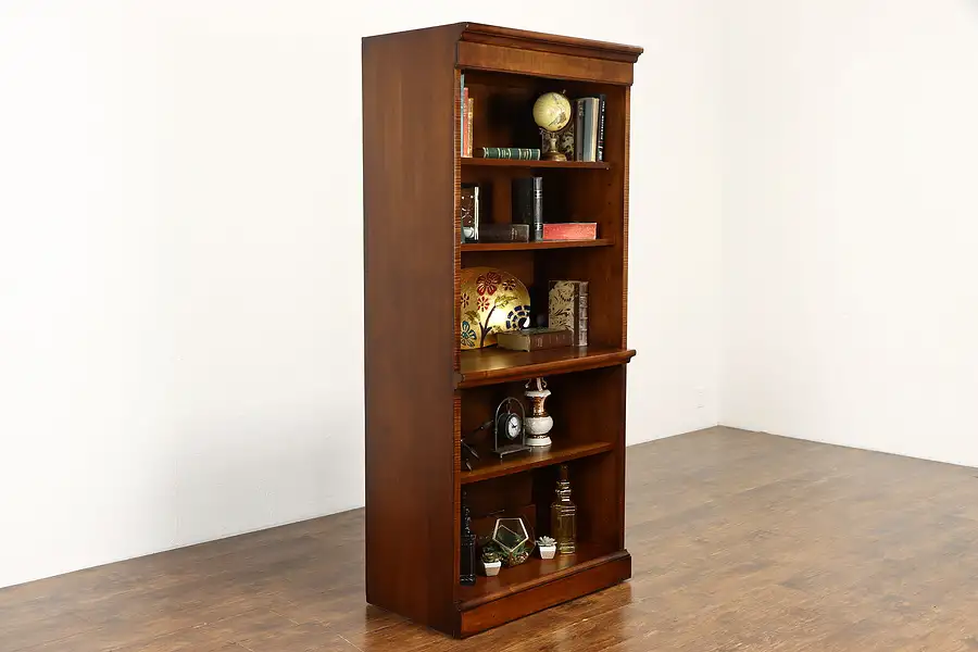 Main image of Walnut Vintage Office or Library Bookcase, Adjustable Shelves, Romweber