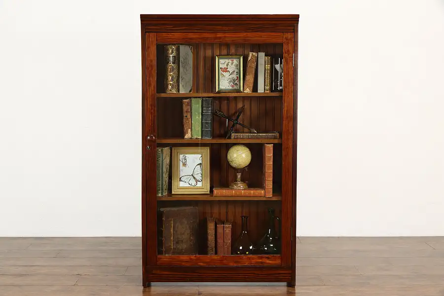 Main image of Country Pine Antique Farmhouse Bookcase, Curio or Bath Cabinet