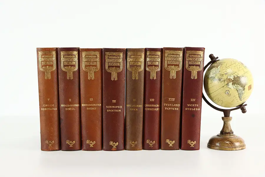 Main image of Set of 8 Gold Tooled Danish Leather Books, 1928