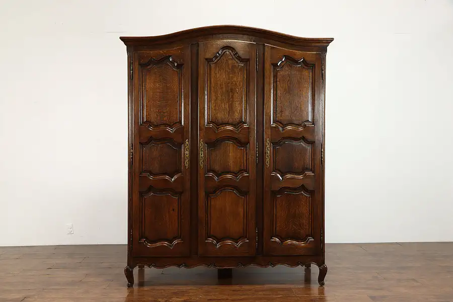 Main image of Country French Antique Farmhouse Oak Triple Armoire, Wardrobe or Closet