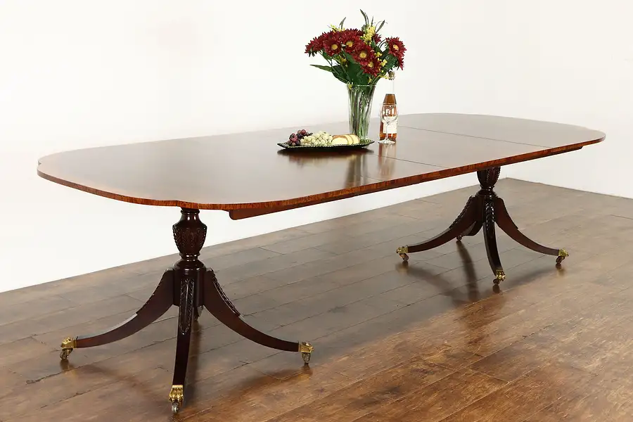 Main image of Georgian Vintage Banded 12' 6" Mahogany Dining Table, Baker Charleston