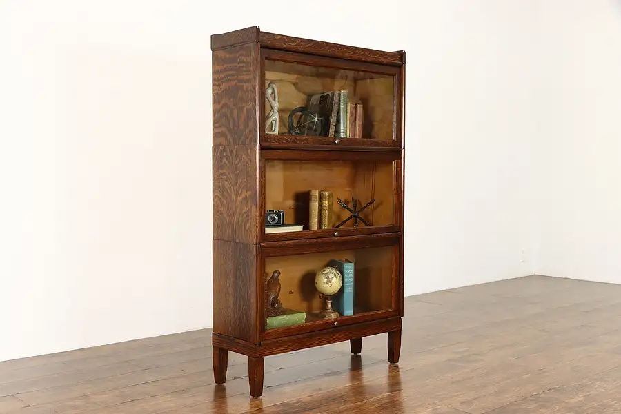 Main image of Lawyer 3 Stack Antique Quarter Sawn Oak Office Library Bookcase, Weis