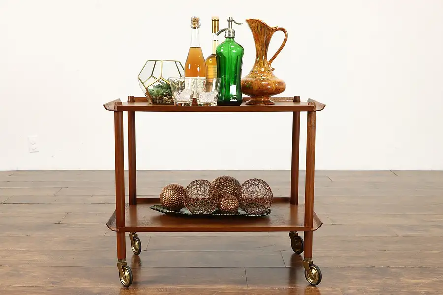 Main image of Midcentury Modern Vintage Danish Teak Bar Cart, Poul Hundevad, Vamdrup