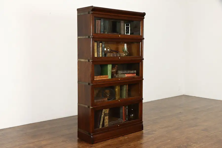 Main image of Oak 5 Stack Antique Lawyer Library or Office Bookcase, Macey