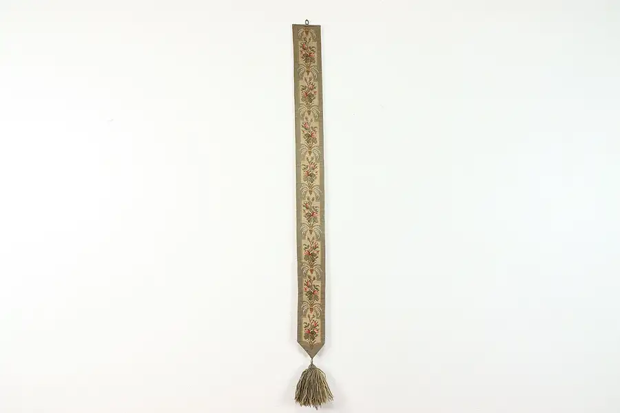 Main image of Servant Bell Pull, Vintage Hand Stitched Needlepoint & Tassel