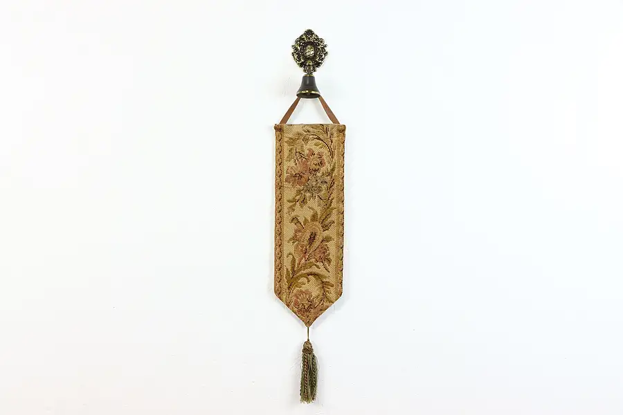 Main image of Vintage Servant Bell Pull, Tapestry, Brass Mounts