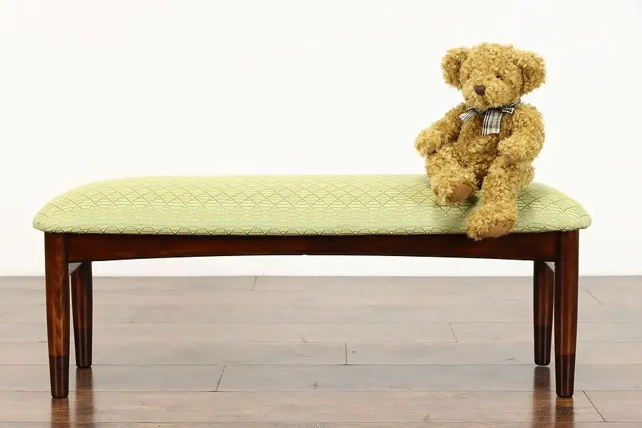 Main image of Midcentury Modern Rosewood & Birch Footstool, Child Bench, New Upholstery