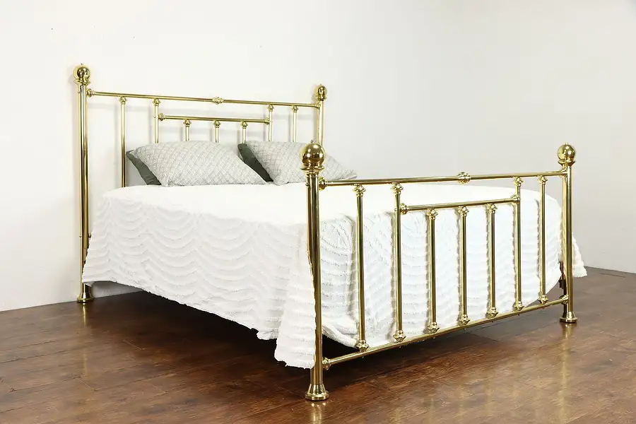 Main image of Victorian King Size Vintage Farmhouse Solid Brass Bed, Hamilton