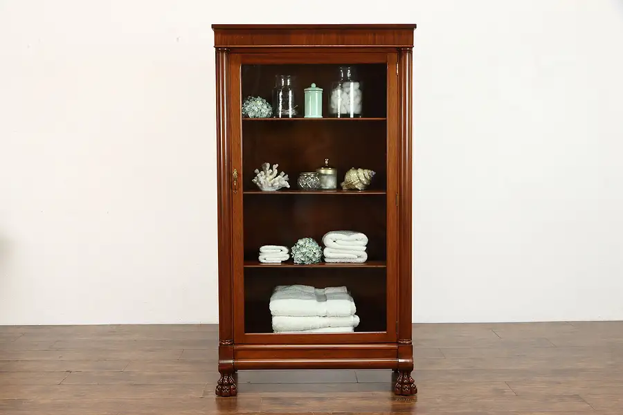 Main image of Empire Mahogany Antique Bookcase or Bath Cabinet, Paw Feet