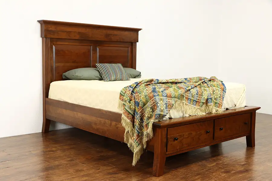 Main image of Farmhouse Solid Cherry Queen Size Vintage Bed, Yutzy Amish