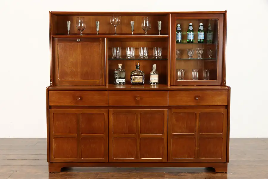 Main image of Midcentury Modern Vintage Teak Backbar, Server or Bar Cabinet, Nathan