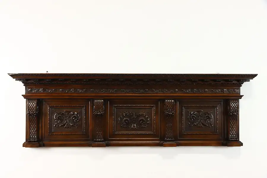 Main image of Architectural Salvage Italian Carved Walnut Antique 80" Fragment, Mantel