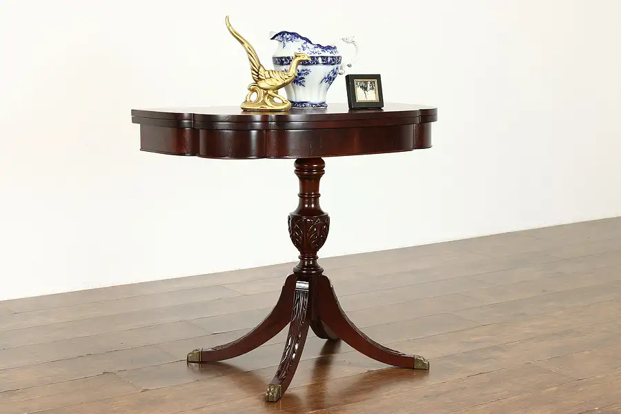 Main image of Georgian Style Vintage Mahogany Flip Top Game Table or Hall Console