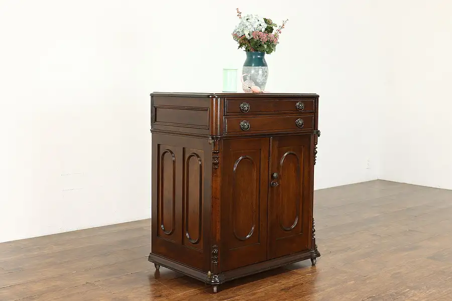 Main image of Victorian Carved Walnut Chest or Cabinet, 8 Drawers, Secret Door