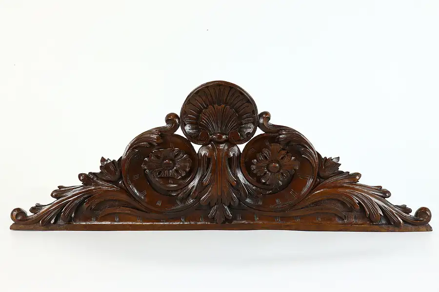 Main image of Victorian Antique Architectural Salvage Fragment Carved Walnut Crest 37"