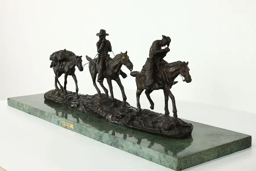 Main image of Changing Outfits Bronze Vintage Cowboy Sculpture after Charles Russell