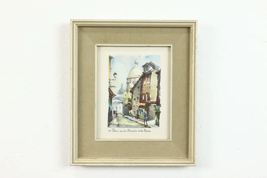 Main image of Montmartre Street in Paris Vintage Watercolor Print, Delarue 11"