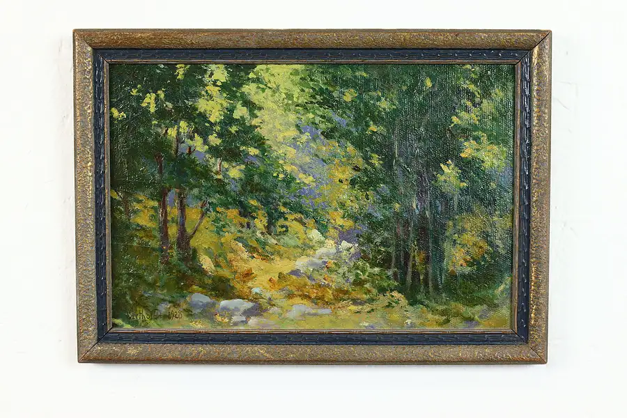 Main image of Forest Landscape Antique Original Oil Painting, 1928 Bertholdt 14"