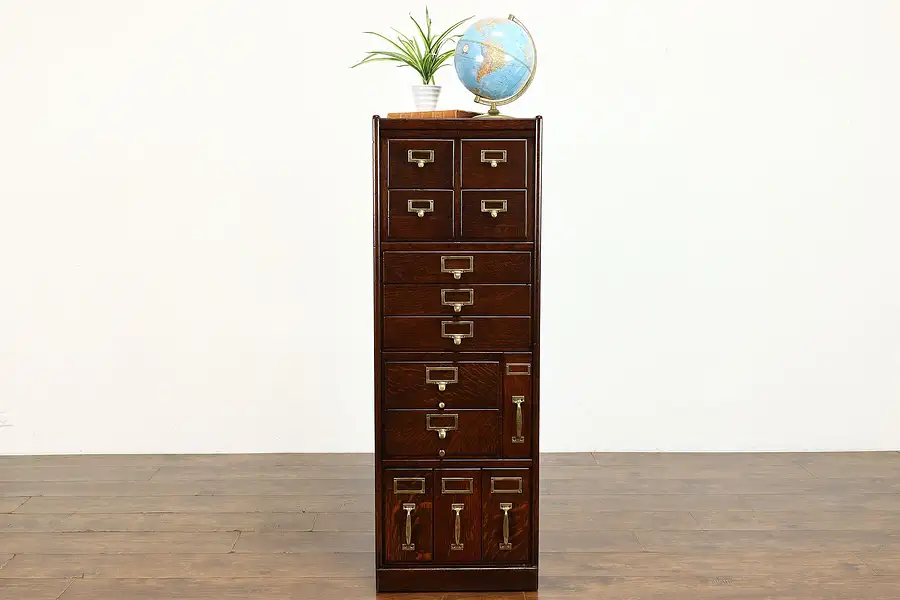 Main image of Arts & Crafts Mission Oak Antique13 Drawer Office File Cabinet, Macey