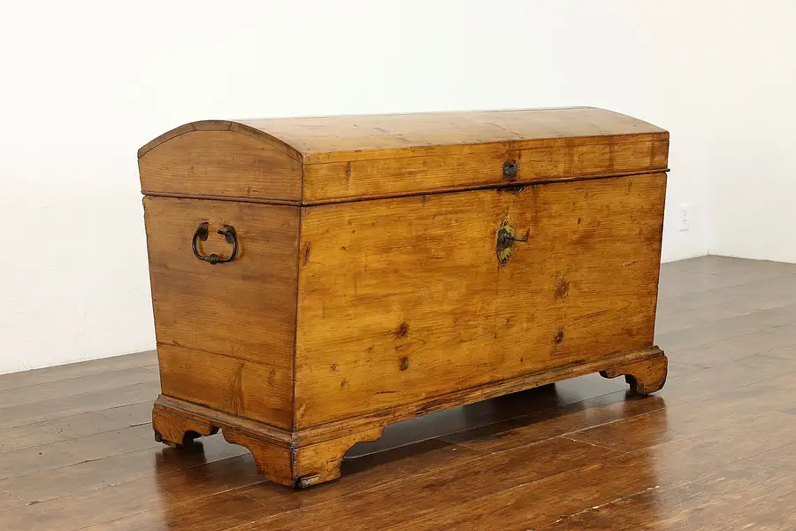 Main image of Farmhouse Country Pine Antique 1840s Immigrant Trunk or Blanket Chest