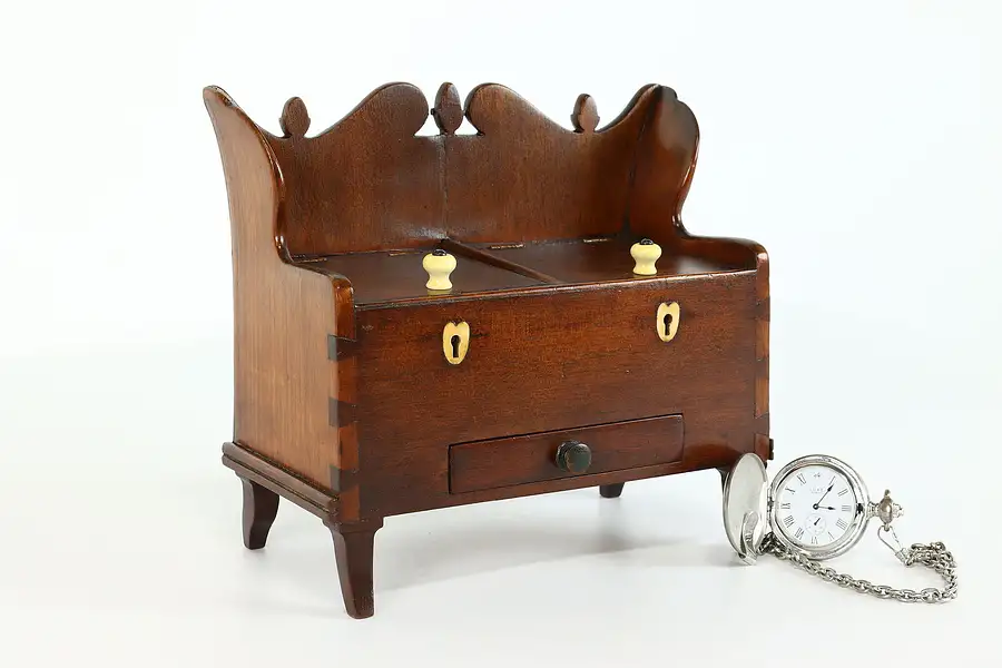 Main image of Georgian Antique 1820s Miniature Mahogany Tea Caddy Box or Jewelry Chest