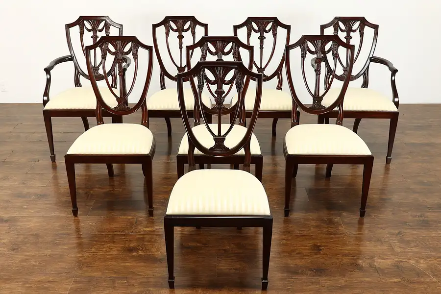 Main image of Set of 8 Traditional Mahogany Shield Back Dining Chairs, Henkel-Harris