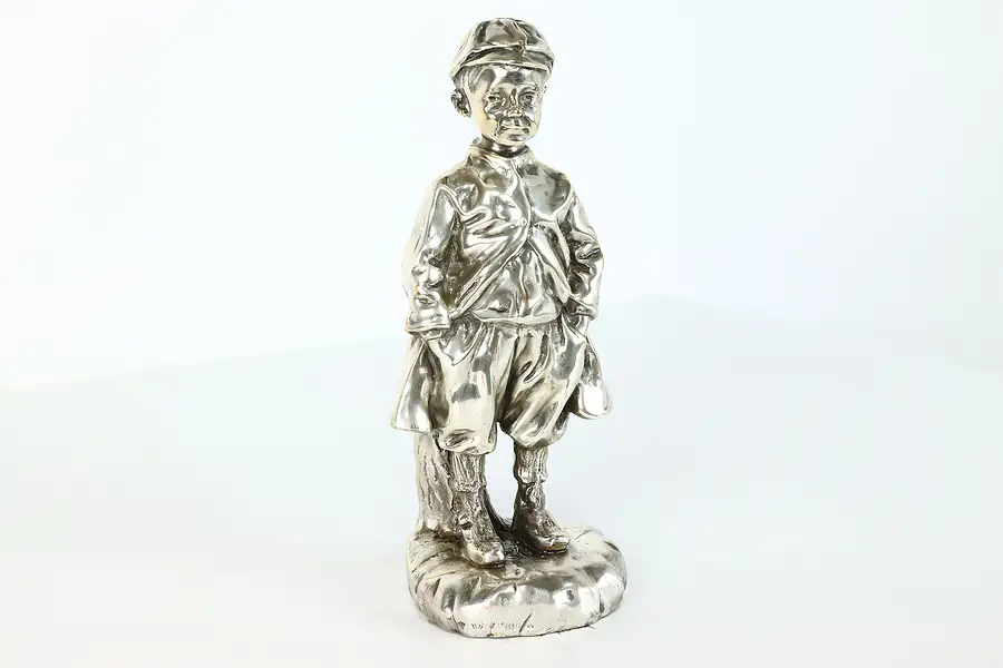 Main image of Vintage Silverplate Statue Victorian Boy Sculpture D'Argenta