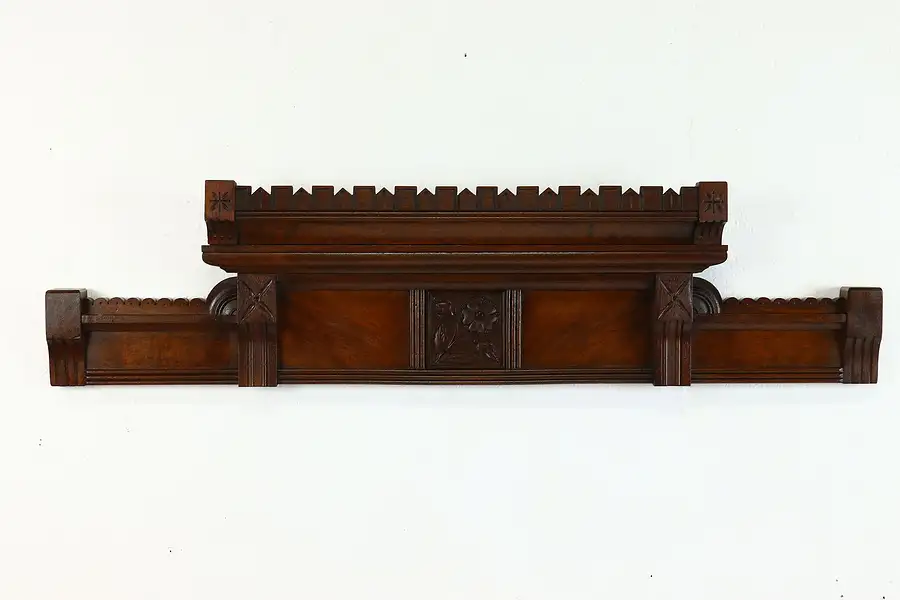 Main image of Victorian Eastlake Antique Architectural Salvage Walnut Crest Fragment