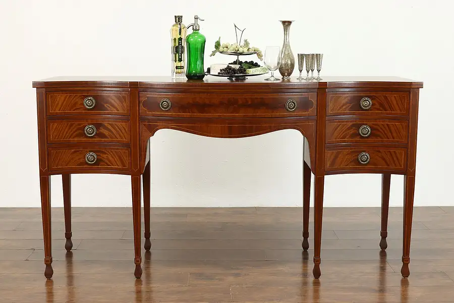 Main image of Hepplewhite Vintage Banded Mahogany Sideboard, Server or Buffet, Northern