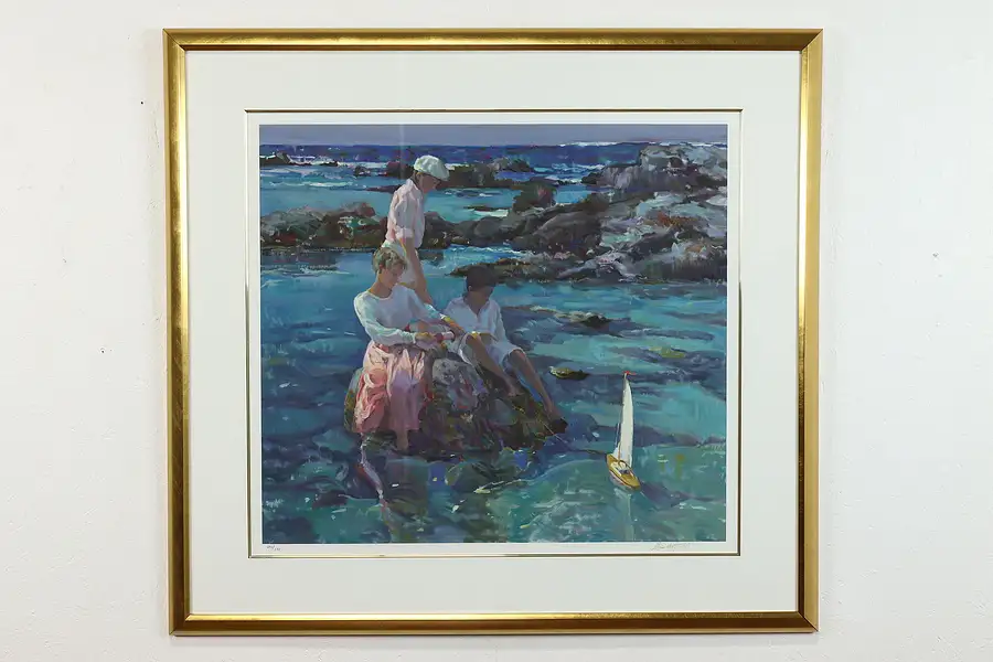 Main image of Tide Pools Vintage Original Serigraph Art Print 1994 Dan Hatfield 43.5"