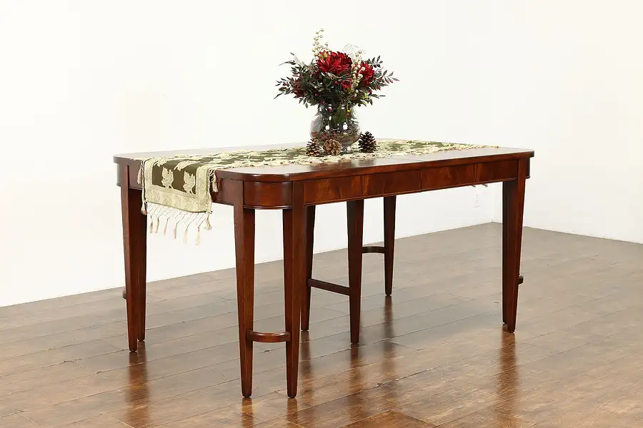 Main image of Traditional Federal Vintage Mahogany Dining Table, 2 Leaves, Extends 7'