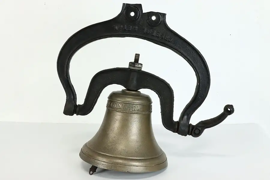 Main image of Architectural Salvage Antique 11.5" Locomotive Brass Bell, G.W. Coffin.