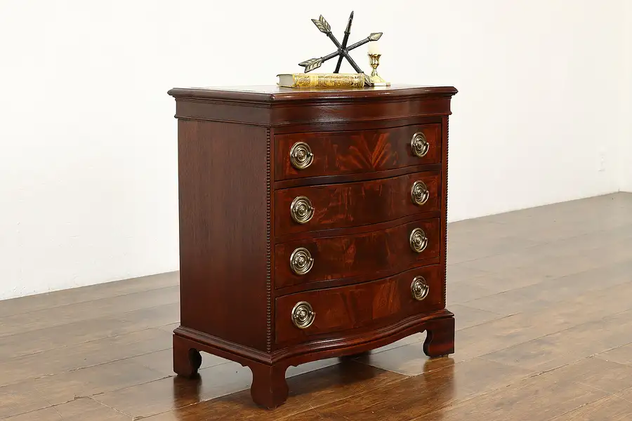 Main image of Federal Style Vintage Small Mahogany Chest or Nightstand, Leather Top