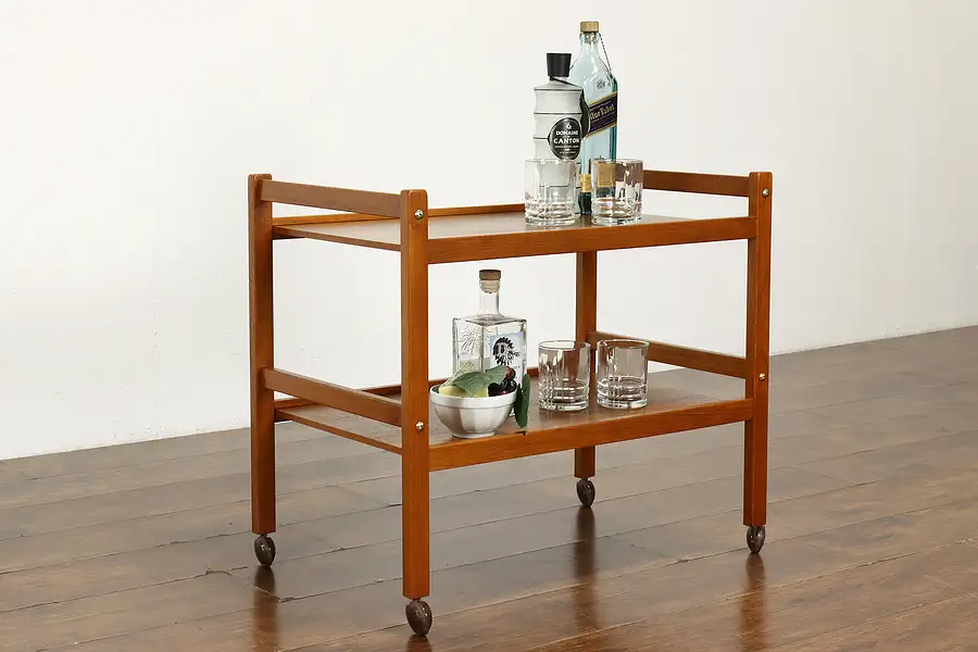 Main image of Midcentury Modern Vintage Teak Bar or Tea Cart, Brdr. Furbo, Denmark