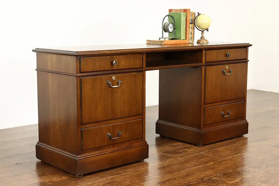 Main image of Traditional Vintage Walnut Office Credenza or Desk, Lateral File Jofco