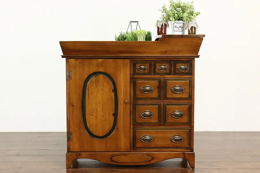 Main image of Farmhouse Country Pine Vintage Cupboard Kitchen Pantry Dry Sink Cabinet