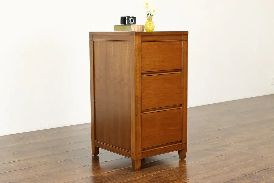 Main image of Midcentury Modern Vintage Walnut 3 Drawer Nightstand, End Table or File