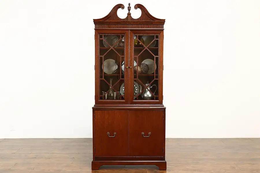 Main image of Traditional Federal Style Vintage Mahogany China Curio Cabinet, Bookcase