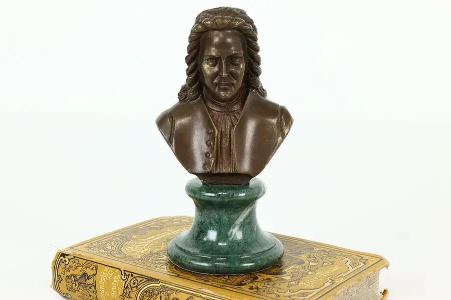 Main image of Bach Sculpture Vintage Bronze Bust, Statue & Marble Base