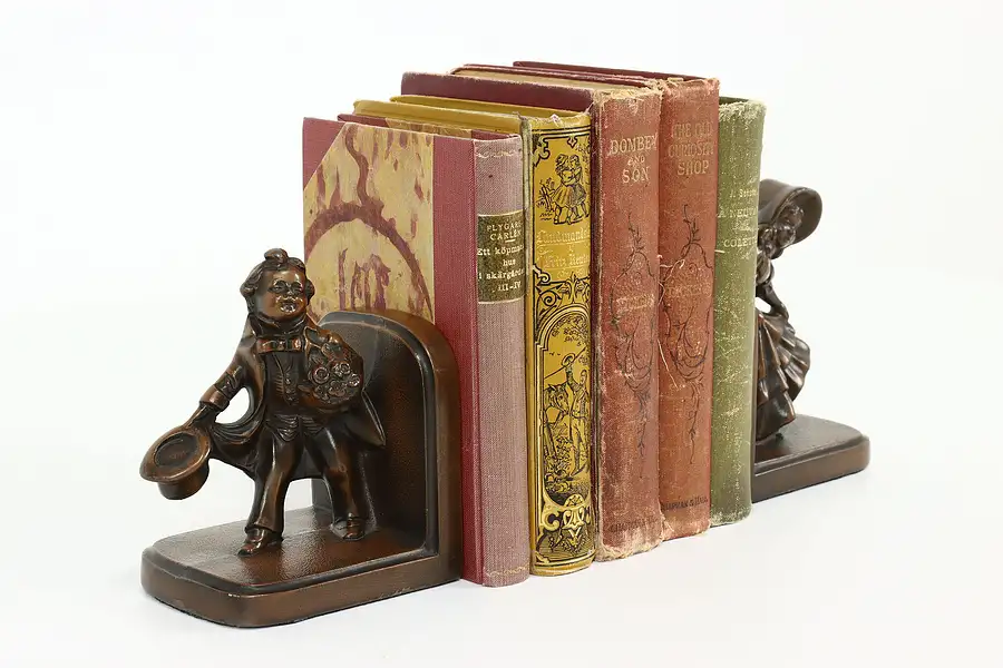 Main image of Pair of Bronze Finish Antique Bookends, Classical Couple, Nuart Creations