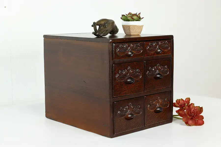 Main image of Victorian Antique Carved Jewelry Chest or Collector Cabinet