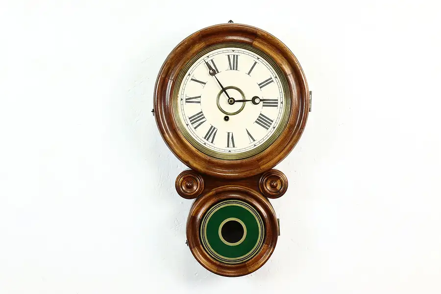 Main image of Victorian Antique Rosewood Figure 8 Schoolhouse Wall Clock Ingraham