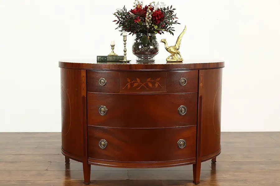 Main image of Traditional Federal Design Vintage Demilune Half Round Chest Hall Console