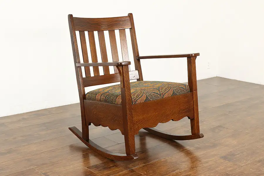 Main image of Arts & Crafts Mission Oak Antique Rocker Craftsman Rocking Chair