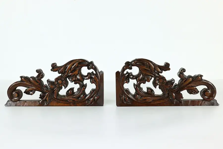 Main image of Pair of Renaissance Antique Architectural Salvage Walnut Crests