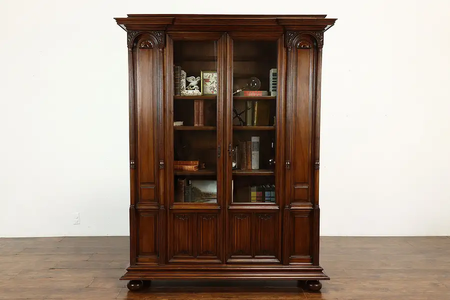 Main image of Renaissance Style Antique Italian Walnut China, Office, Library Bookcase