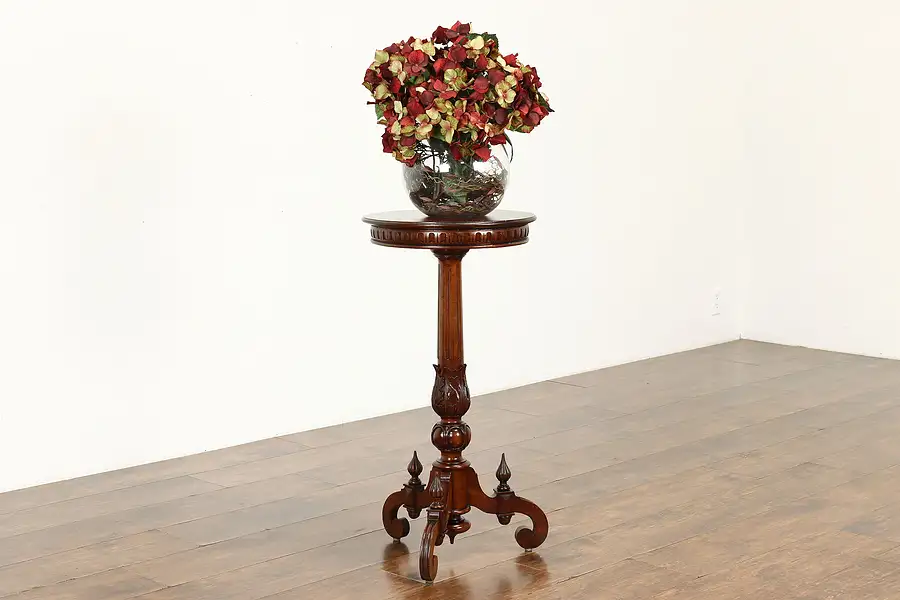 Main image of Victorian Antique Carved Mahogany Plant Stand or Sculpture Pedestal Table